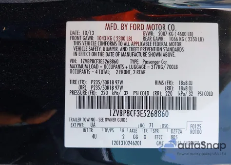 2014 Ford Mustang Gt Premium из США, поврежденный, VIN 1ZVBP8CF3E5268860